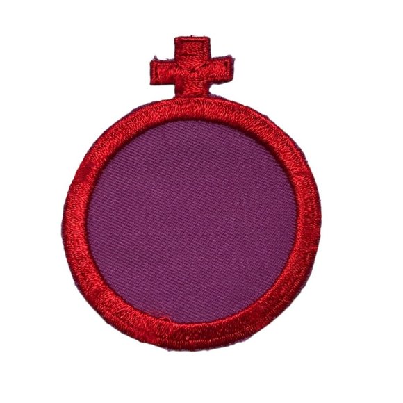 Vintage Rumper Stitcher Female Hippie Patch Red Purple 3"x3.5"  Hallmark Pocket - Picture 2 of 10